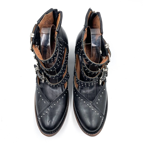 SOLD- Freebird Felicity Strappy Bootie Black Studded Buckle Leather Sz 9 - Picture 6 of 12